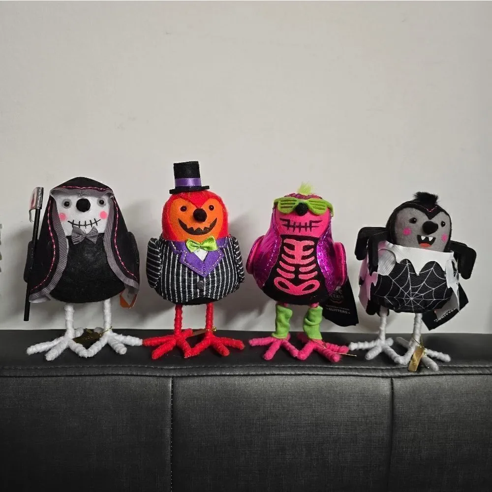 Target Hyde & EEK! 2024 Halloween set of 4 Featherly Friends Fabric Birds - NWT